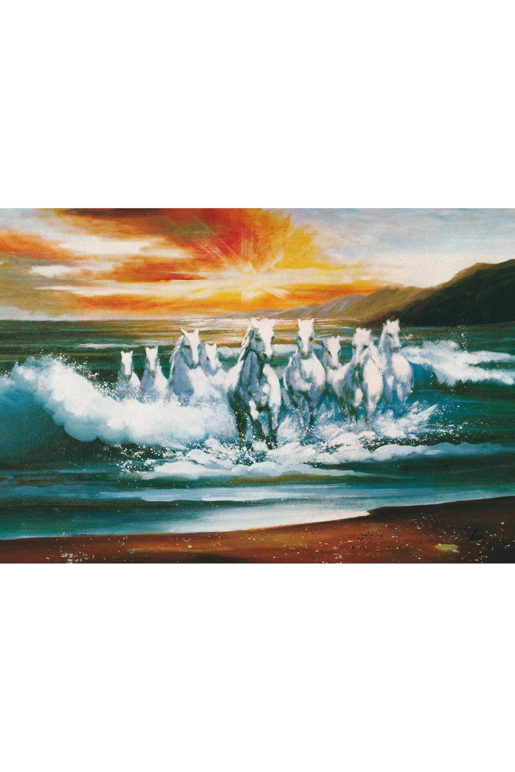 Amazon.co.jp: インテリア開運絵画「金運九頭馬図」玄関 トイレ 居間