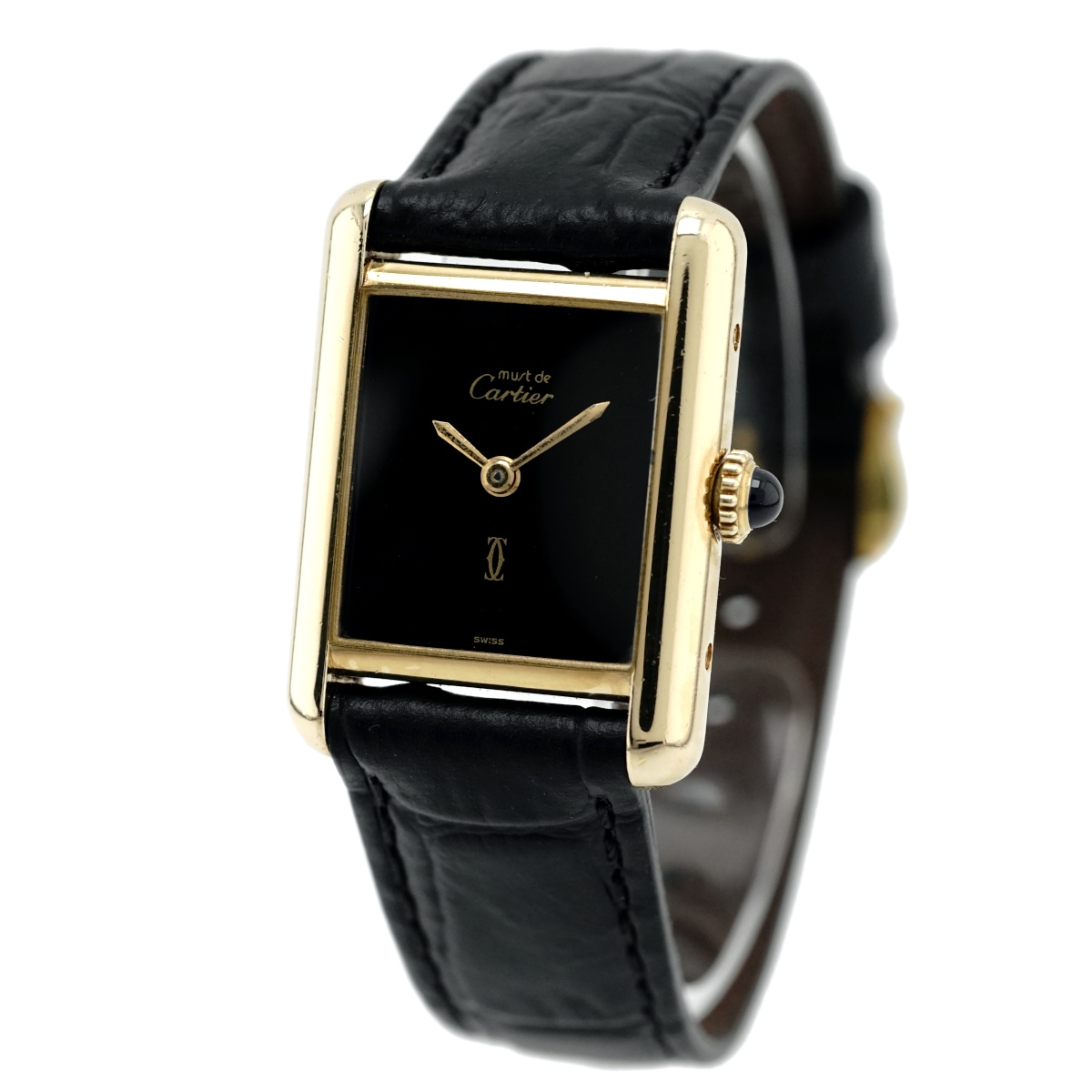 カルティエ マストタンク レディース ブラック文字盤 手巻き OH済 1980年代