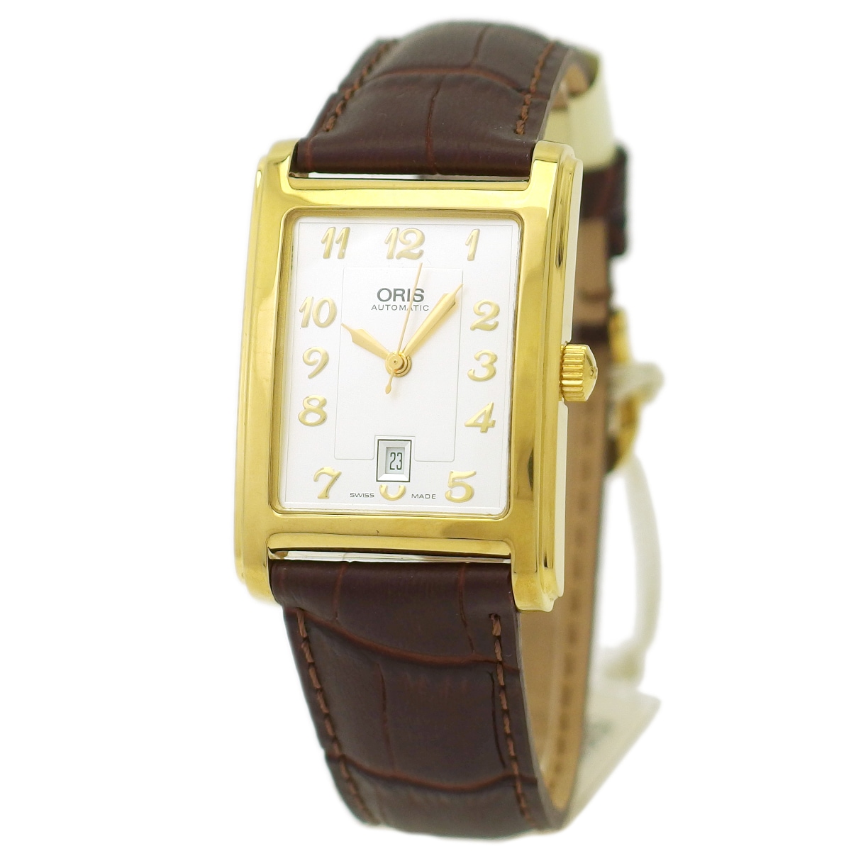 オリス 583-7460-40/45-01 レクタンギュラー 金メッキ 裏スケルトン