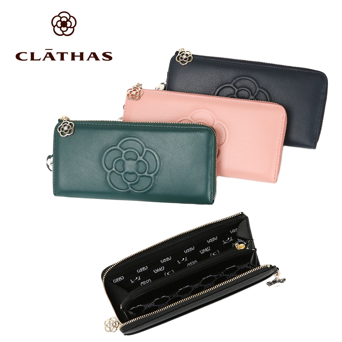 クレイサス CLATHAS 長財布 本革 レディース ワッフル L字ファスナー
