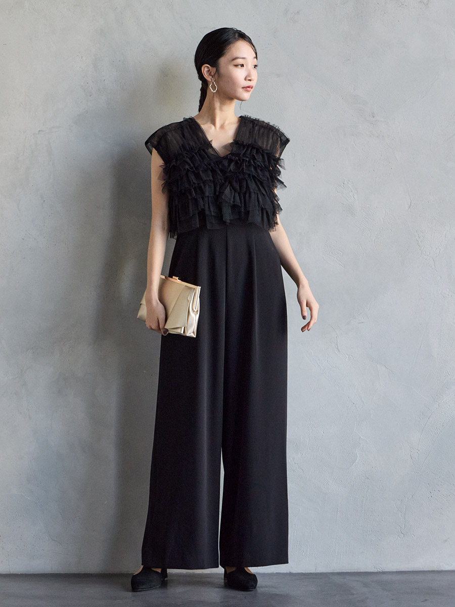 試着キャンペーン対象】【WEB限定】チュールフリルブラウス