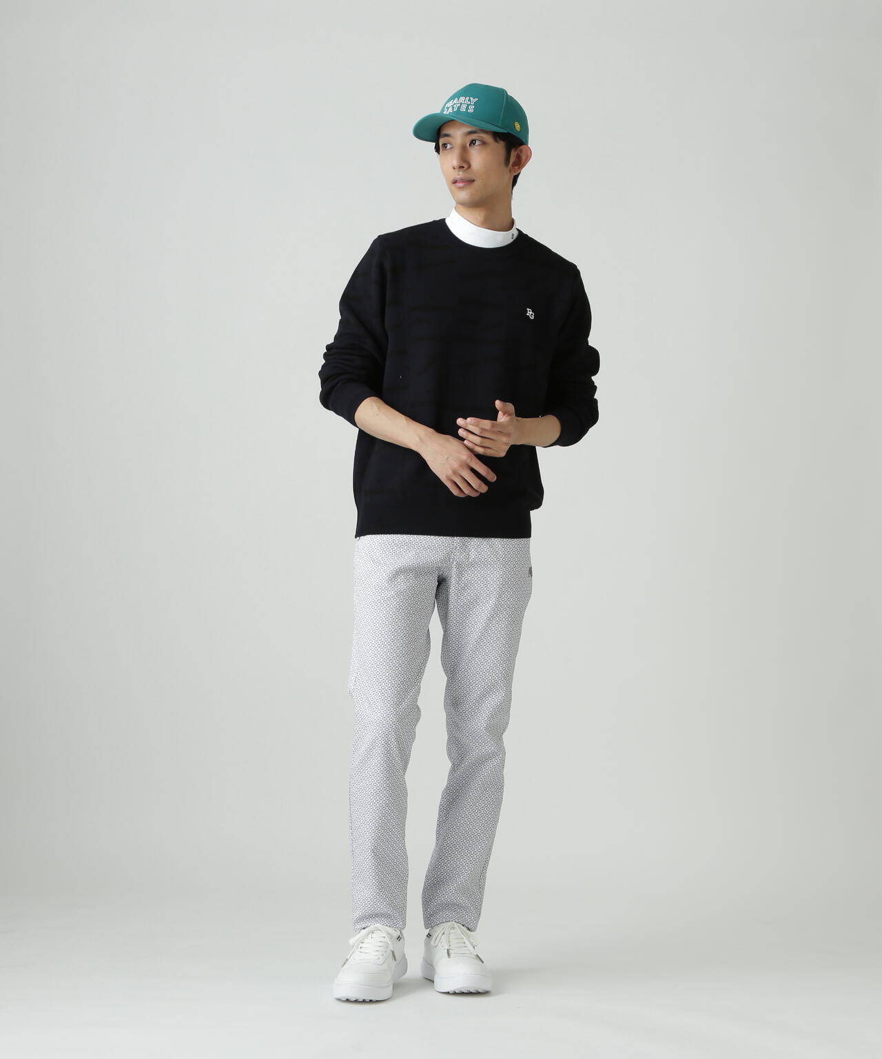 ダブルJQロゴ総柄クルーネックニットプルオーバー | PEARLY GATES