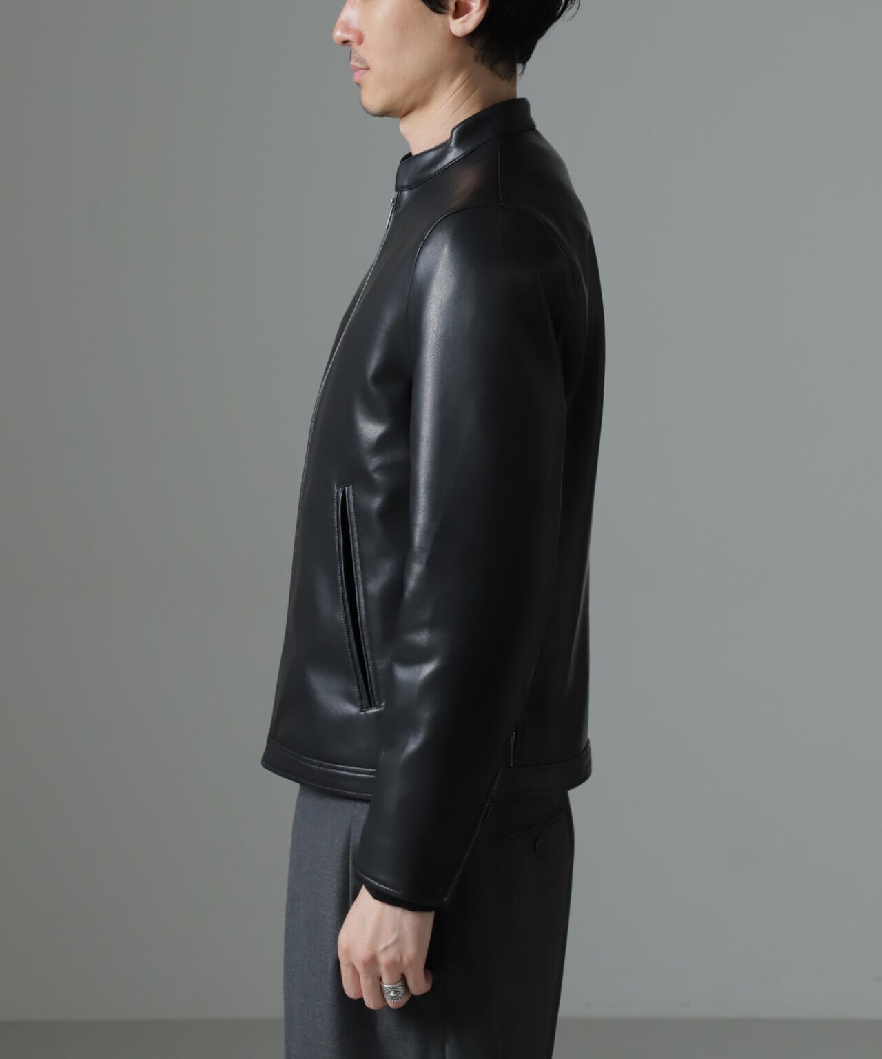 フェイクレザーシングルライダースジャケット | NANO universe（ナノ