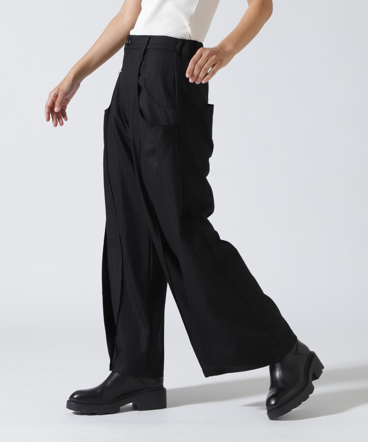 Knuth Marf（クヌースマーフ）pierced drape pants(unisex)/stripegray
