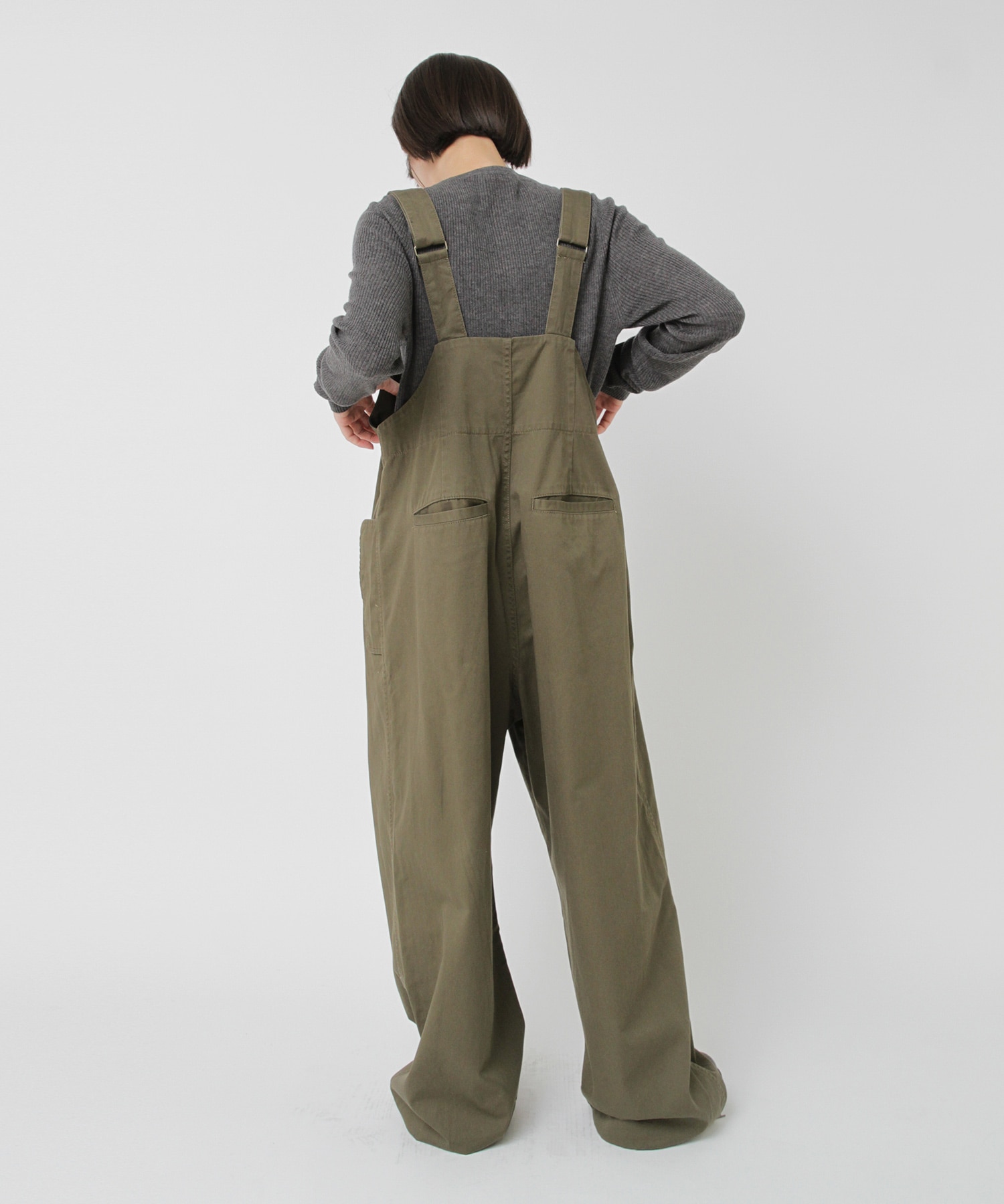 O0748 ミリタリーオーバーオール(F ライトグレー): オールインワン