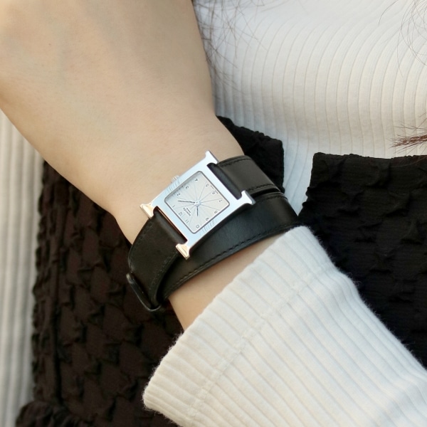 HERMES ヴィンテージ エルメス Hウォッチ ドゥブルトゥール HH1.210