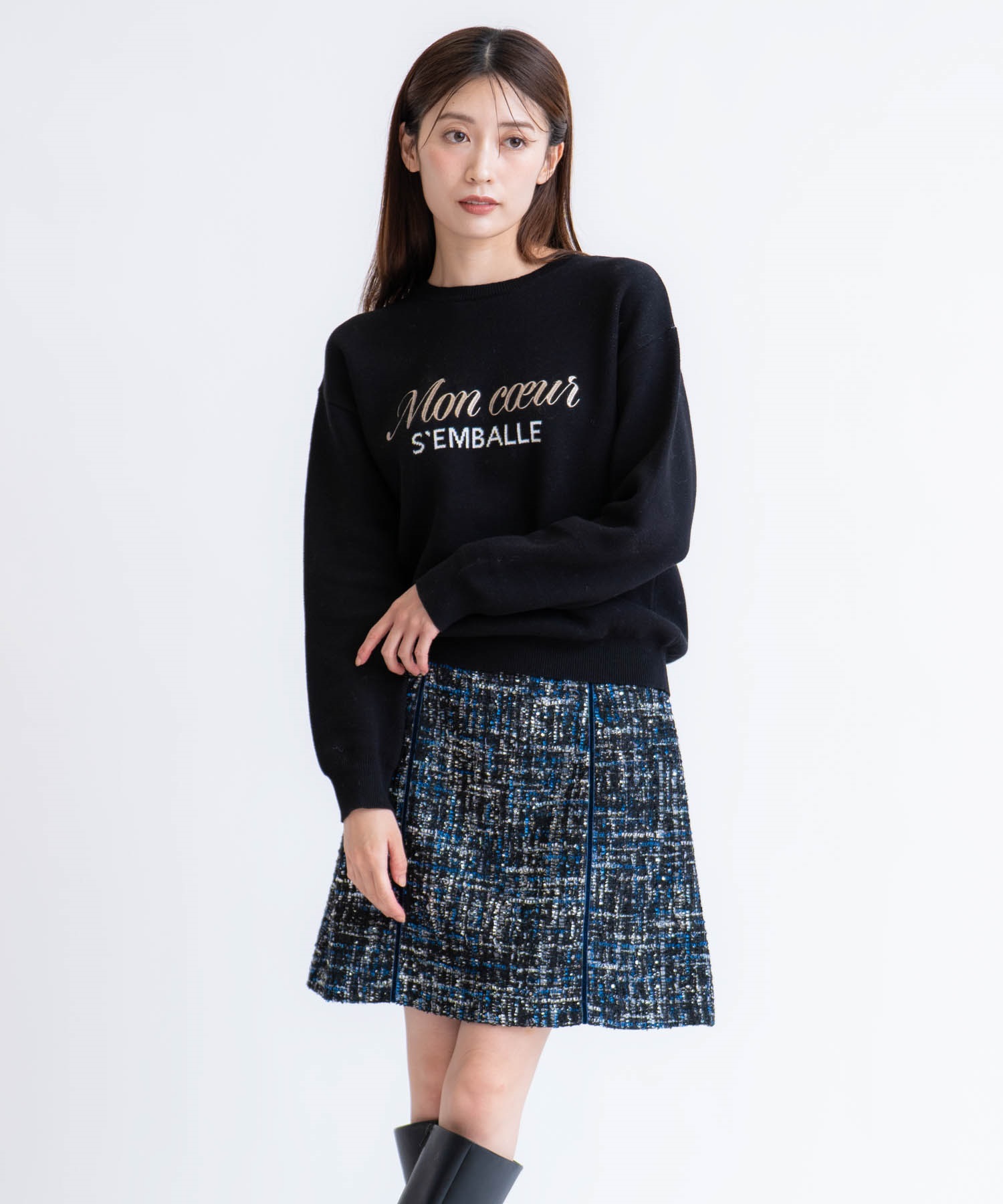 ベロアラインツイードミニスカート | タイトスカート | NOELA OFFICIAL