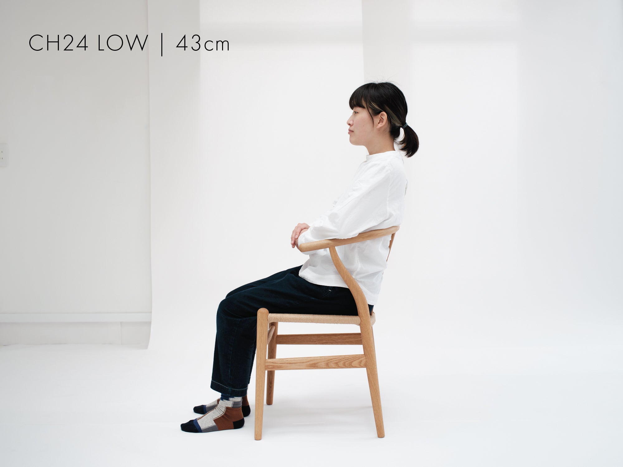 Yチェア43cmオーク材オイル／ナチュラルペーパーコード／即納可（在庫