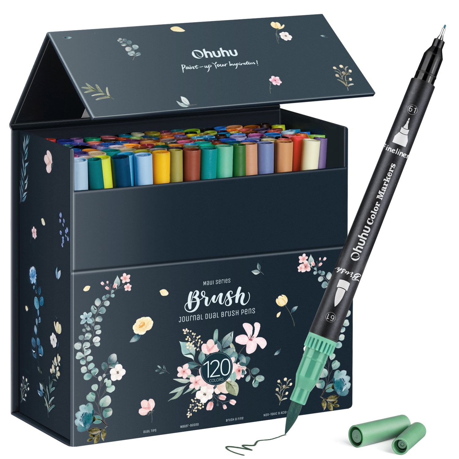 Ohuhu Maui 120 Colors Dual Tips Water Based Art Markers, Brush & Finel