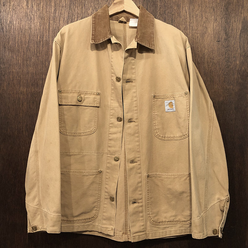 Carhartt Duck Canvas Coverall Jacket Chore Coat Brown No Lining L