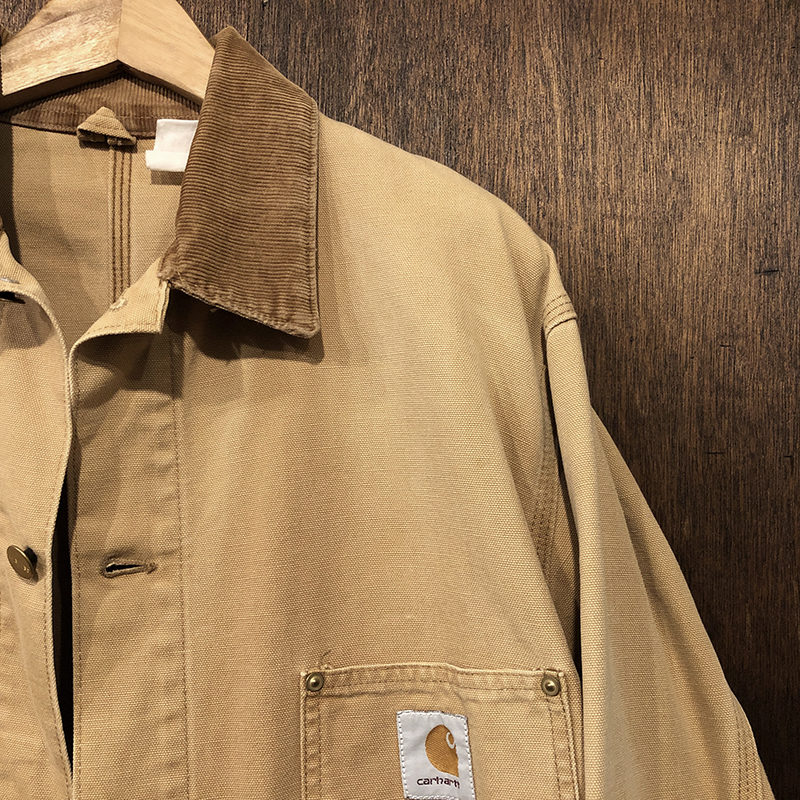 Carhartt Duck Canvas Coverall Jacket Chore Coat Brown No Lining L
