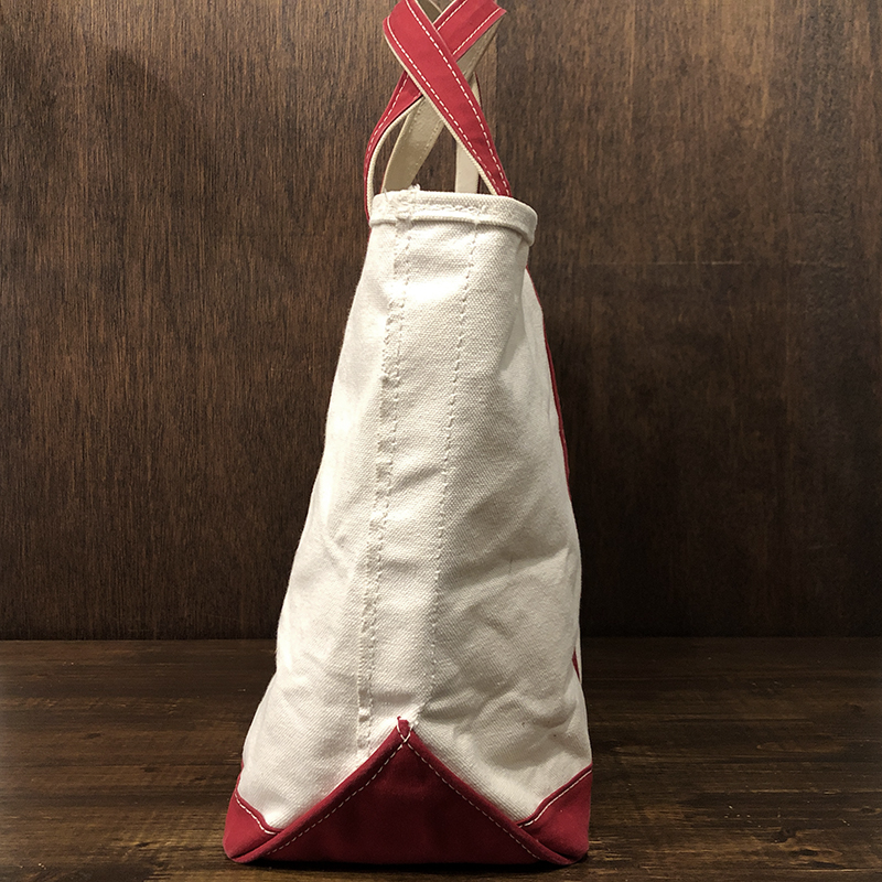 L.L. Bean Boat and Tote White Red Canvas Tote Bag Zip Top エルエル