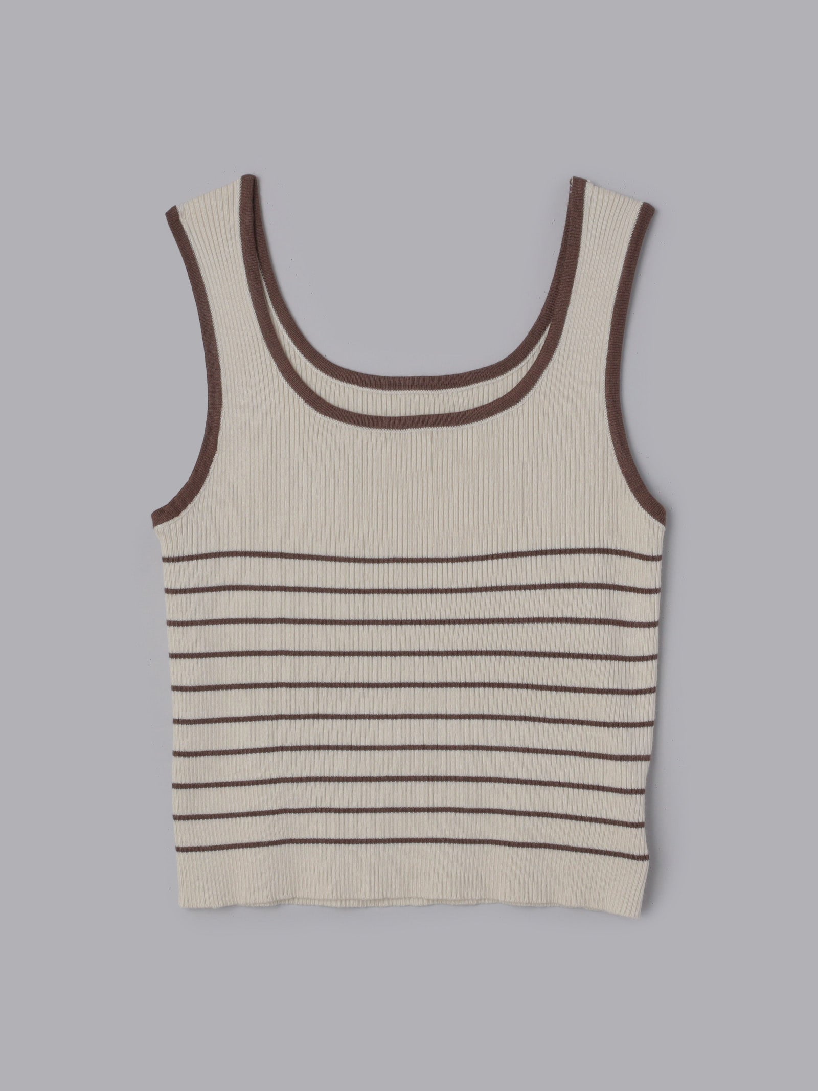 バイカラーリブボーダータンクトップ