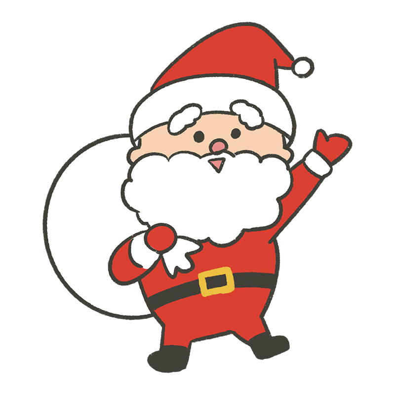 サンタクロースのかわいい手書きイラスト - ONWAイラスト