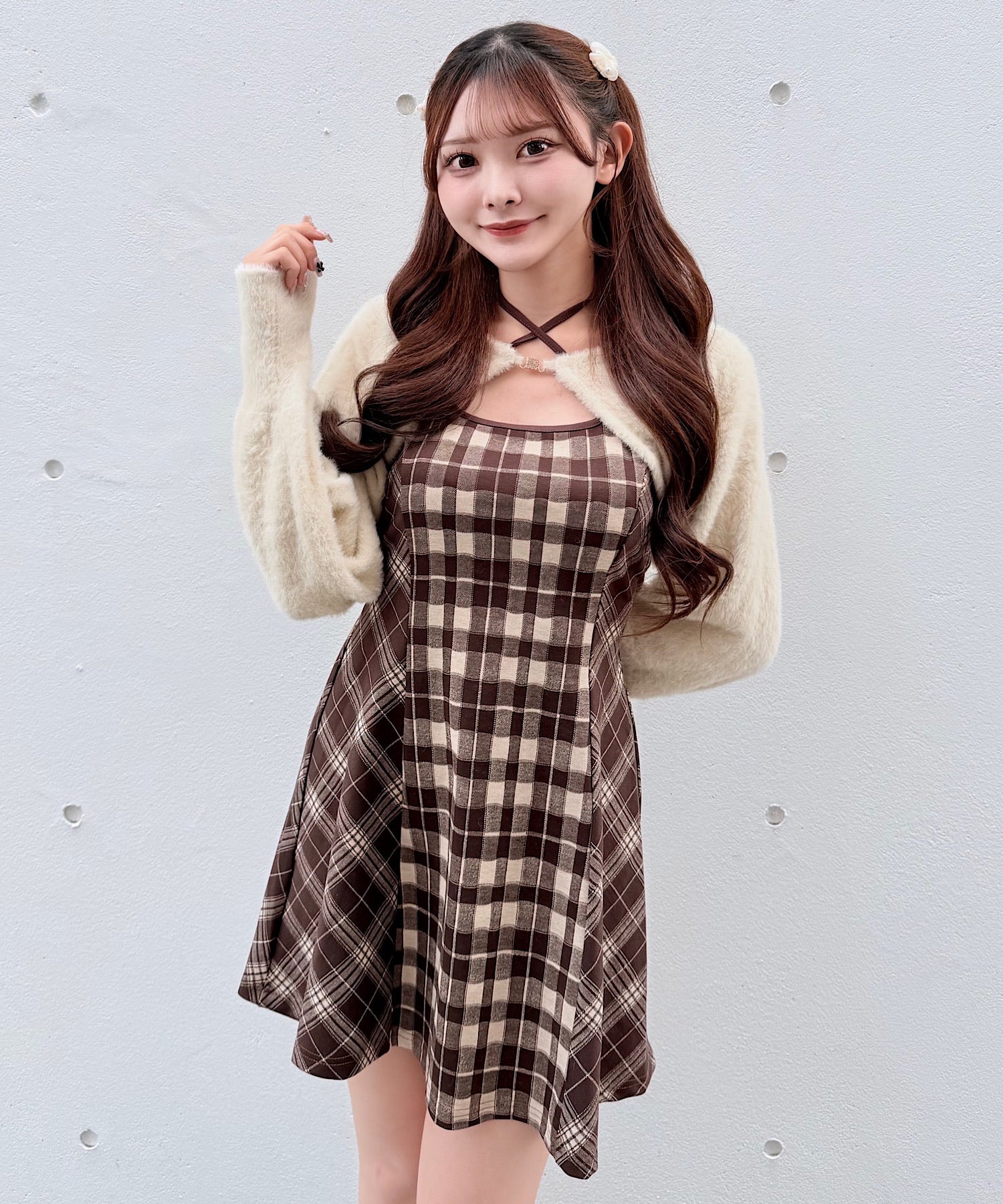 シャギーボレロミニチェックワンピース – PARK by one way（パークバイ