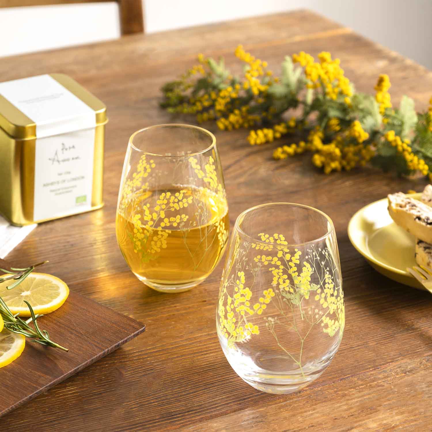 ペアタンブラー（ミモザ/かすみ草柄） G099-T282 / 東洋佐々木ガラス