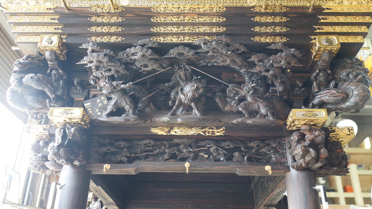 百舌鳥本町新調ふとん太鼓 右面 #百舌鳥本町#黒檀#狭間#木鼻#虹梁#本多