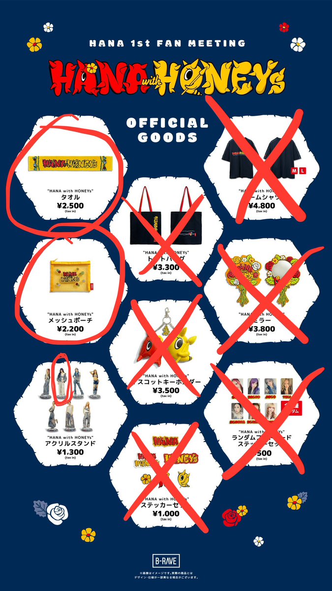 HANAのファンミグッズ、私はこれでいく。6000円！ タオルは写真撮影