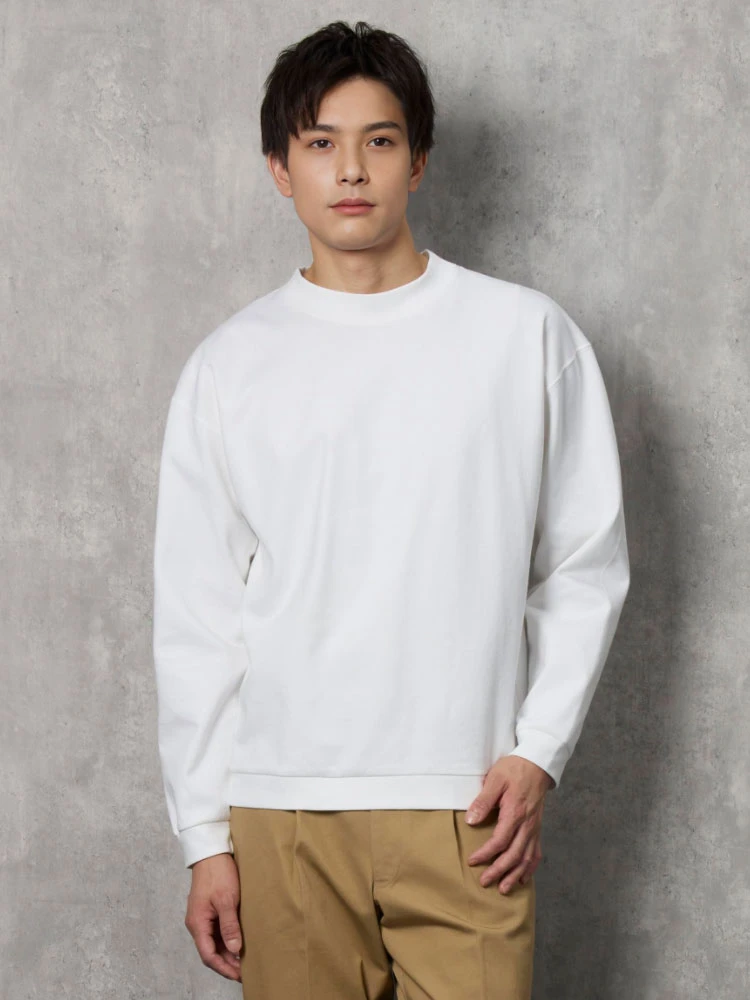 ホワイト TOKYO RUN ポンチ モックネックロンT ホワイト/ブラック