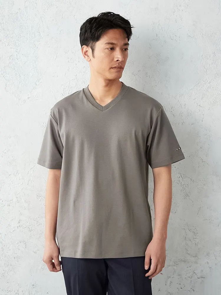 M．グレー TRANS CONTINENTS シルケットスムーススロープVネックT