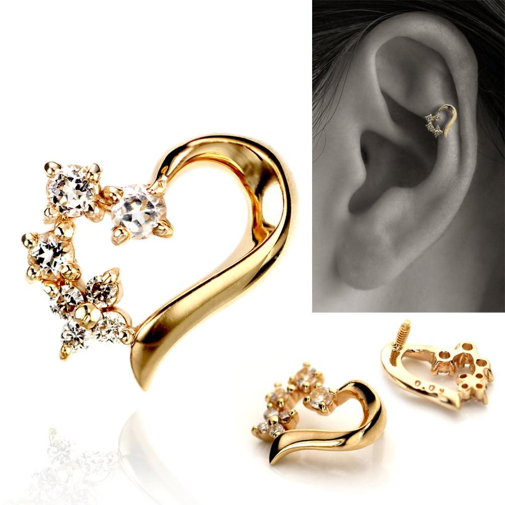 K18トパーズ・ダイヤモンド ハート │ ボディピアス・軟骨ピアス
