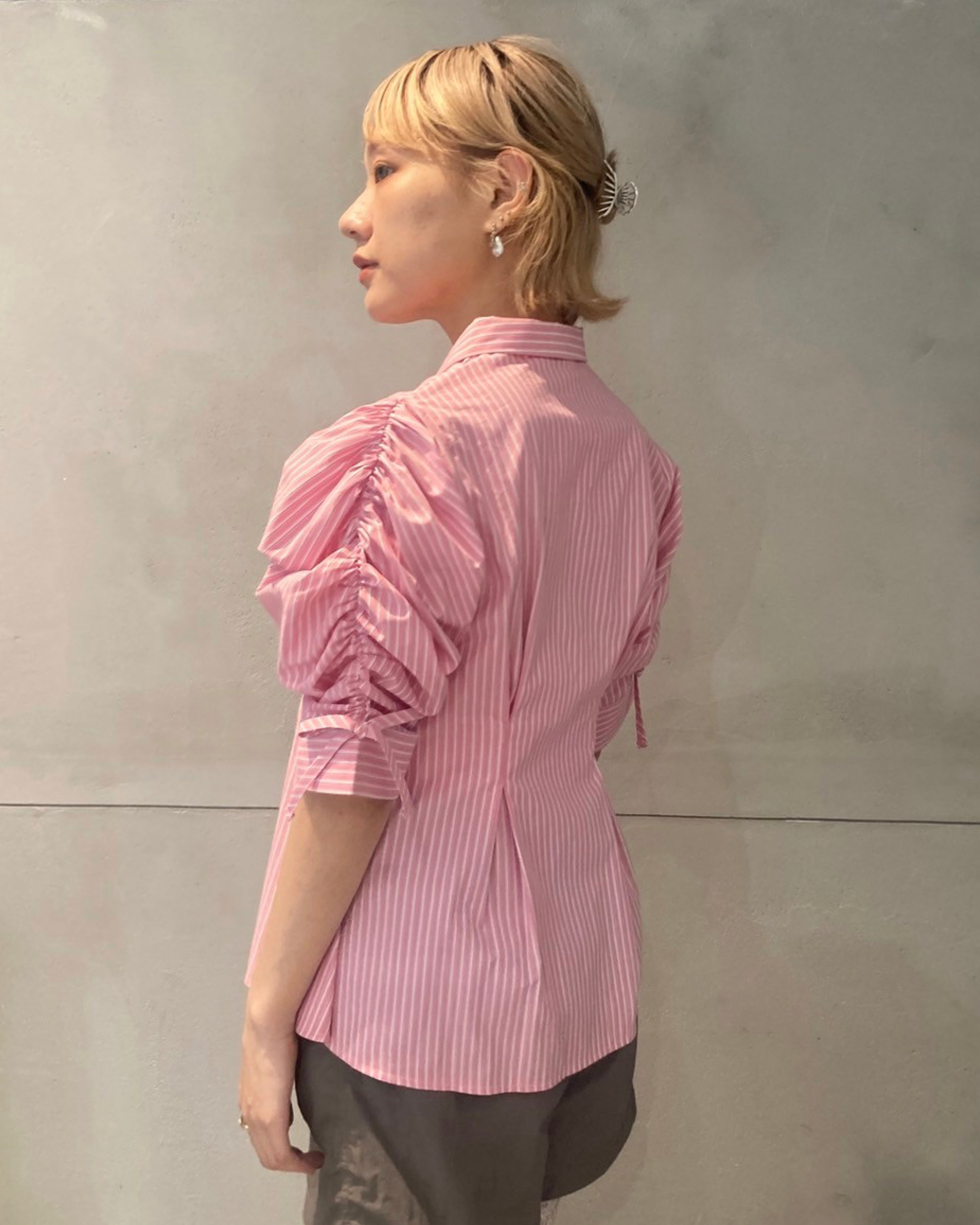 CANDY PUFF STRIPE SHIRT (PINK)