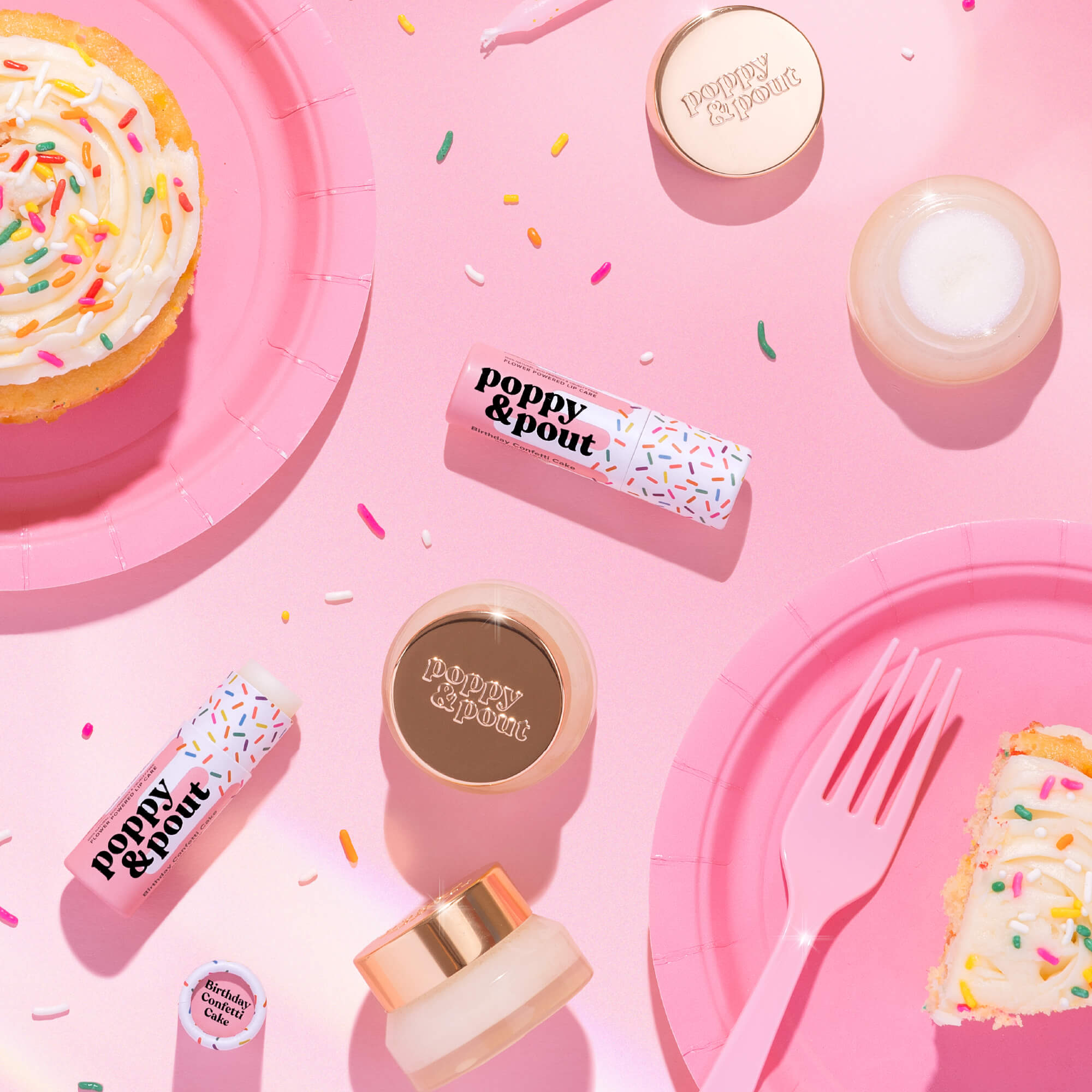 Birthday Confetti Cake Lip Care Duo | Poppy & Pout Natural Lip Care