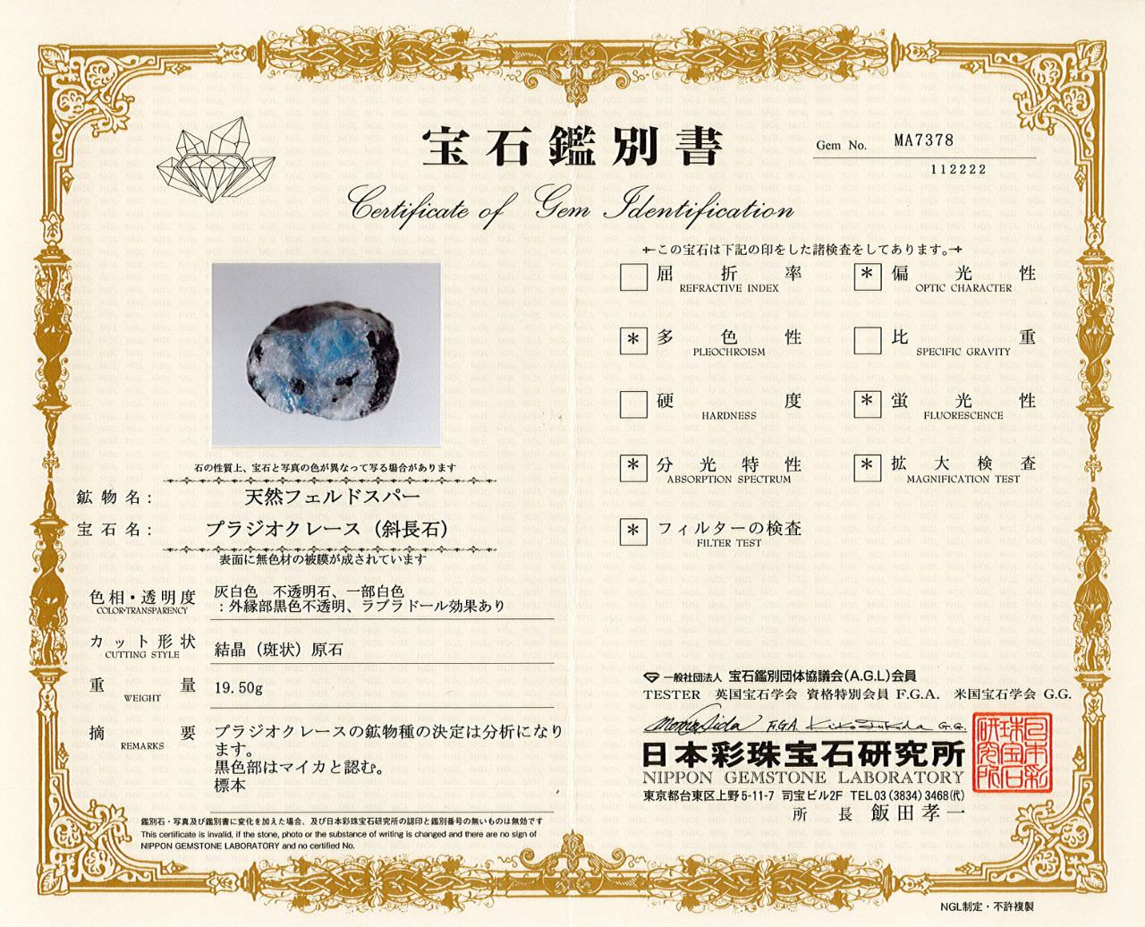 ホワイトラブラドライト 原石 28x21x15mm 12.6g #NM161 - プレミアム