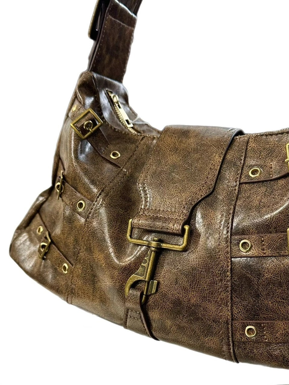 受注制【Chikashitsu +】antique leather buckle shoulder bag