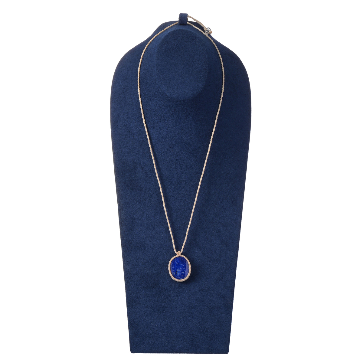 ラピスラズリオーバル 18KYG マクラメ編みネックレス 26ctUP