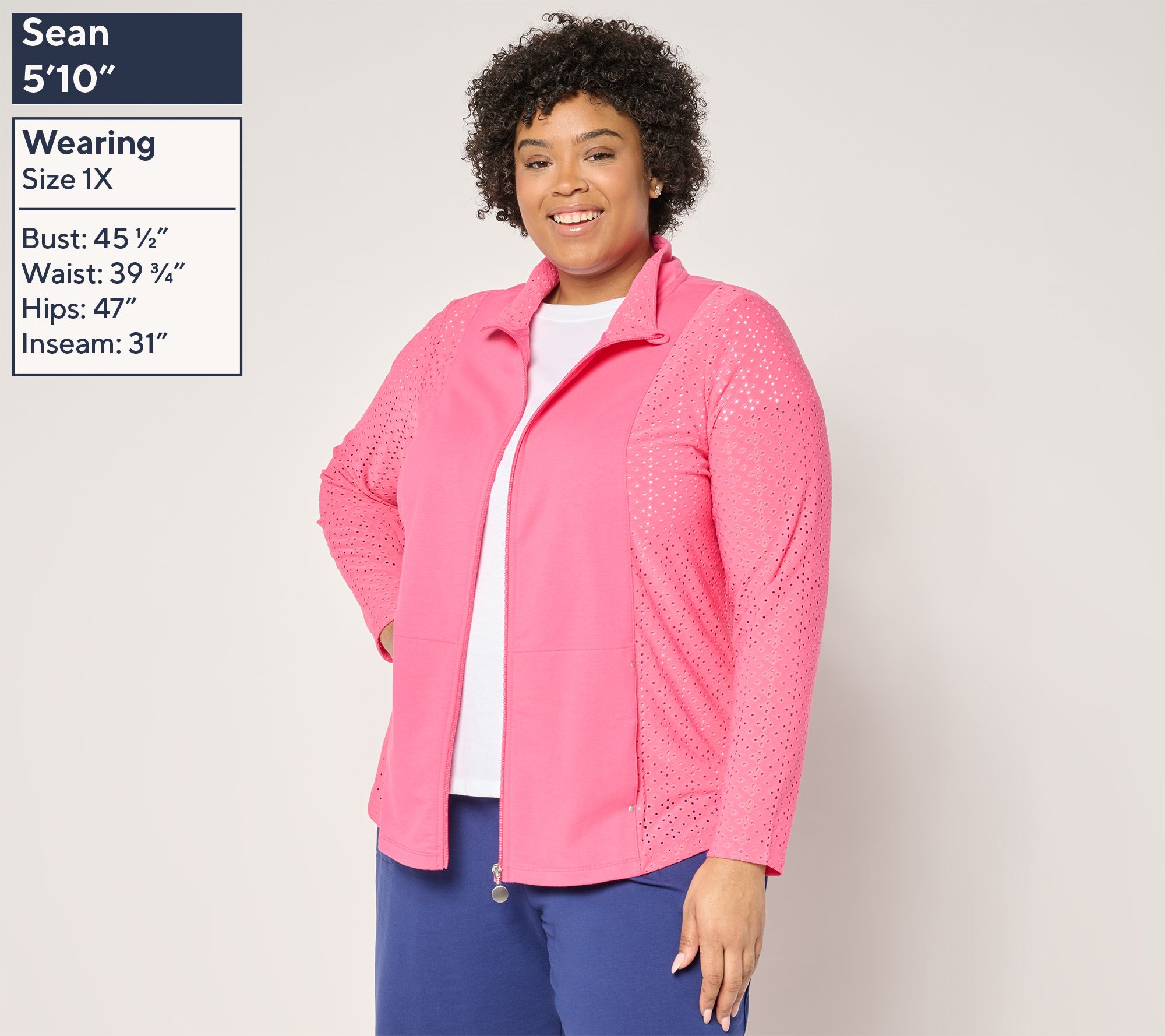 Sport Savvy Long-Sleeve Eyelet Mock-Neck Jacket - QVC.com