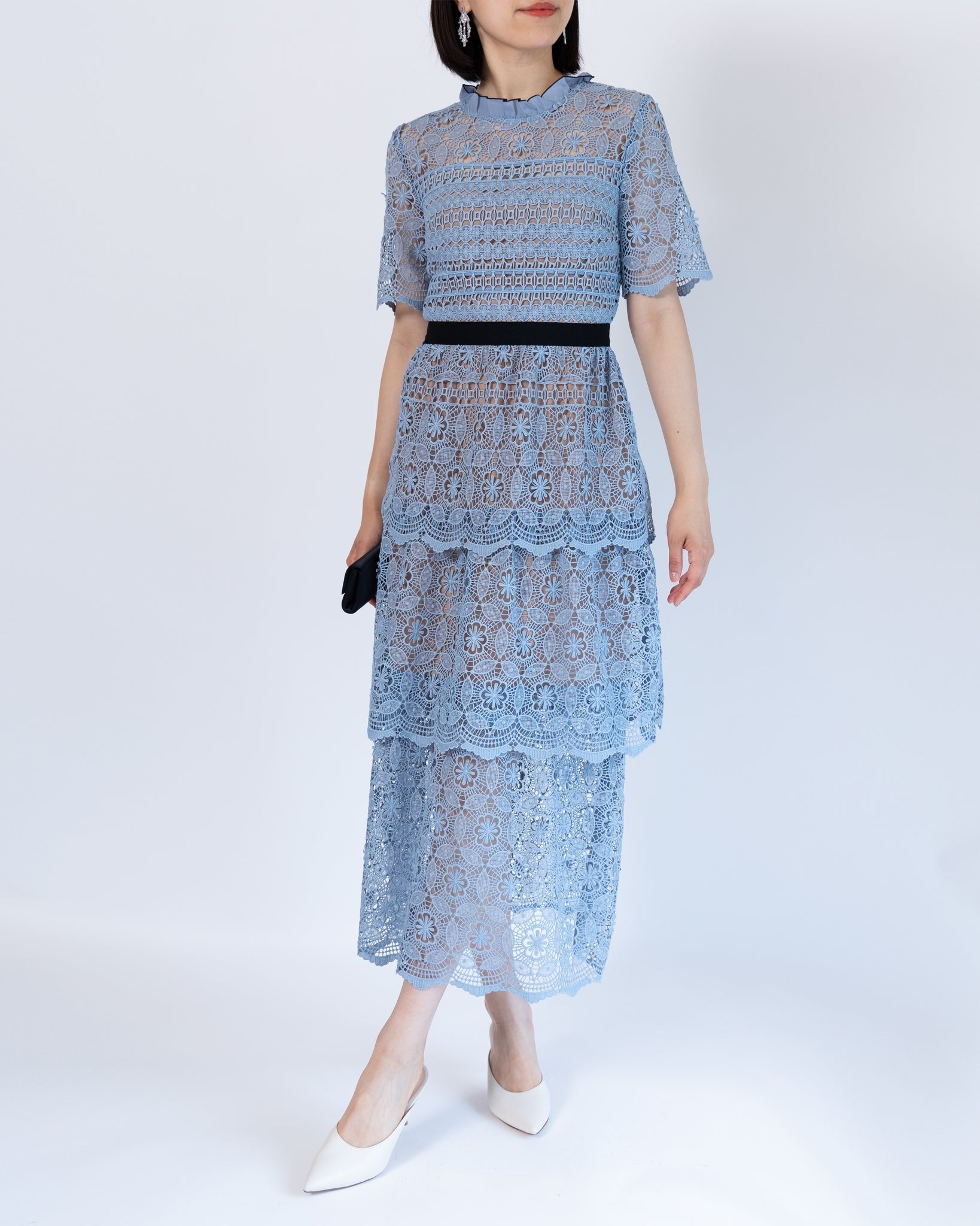 Self-Portrait 結婚式・パーティードレス｜ライトブルーのレースドレス