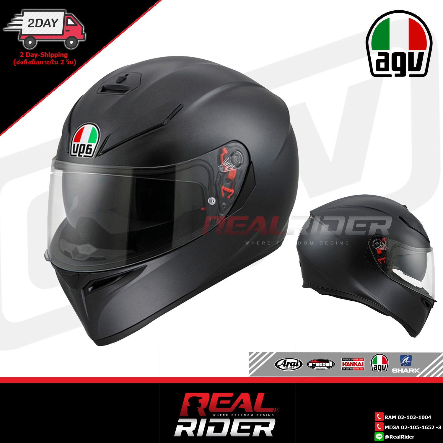 AGV K3SV MATT BLACK - REALRIDER