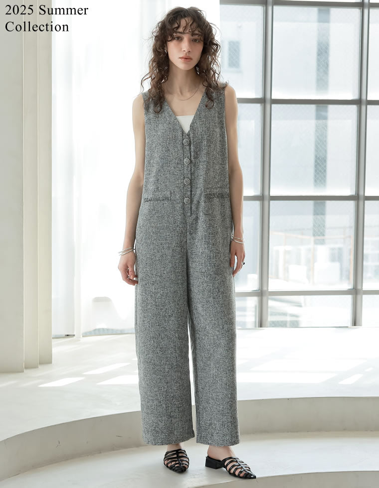 サマーツイードVネックオールインワン - オールインワン通販 | 人気