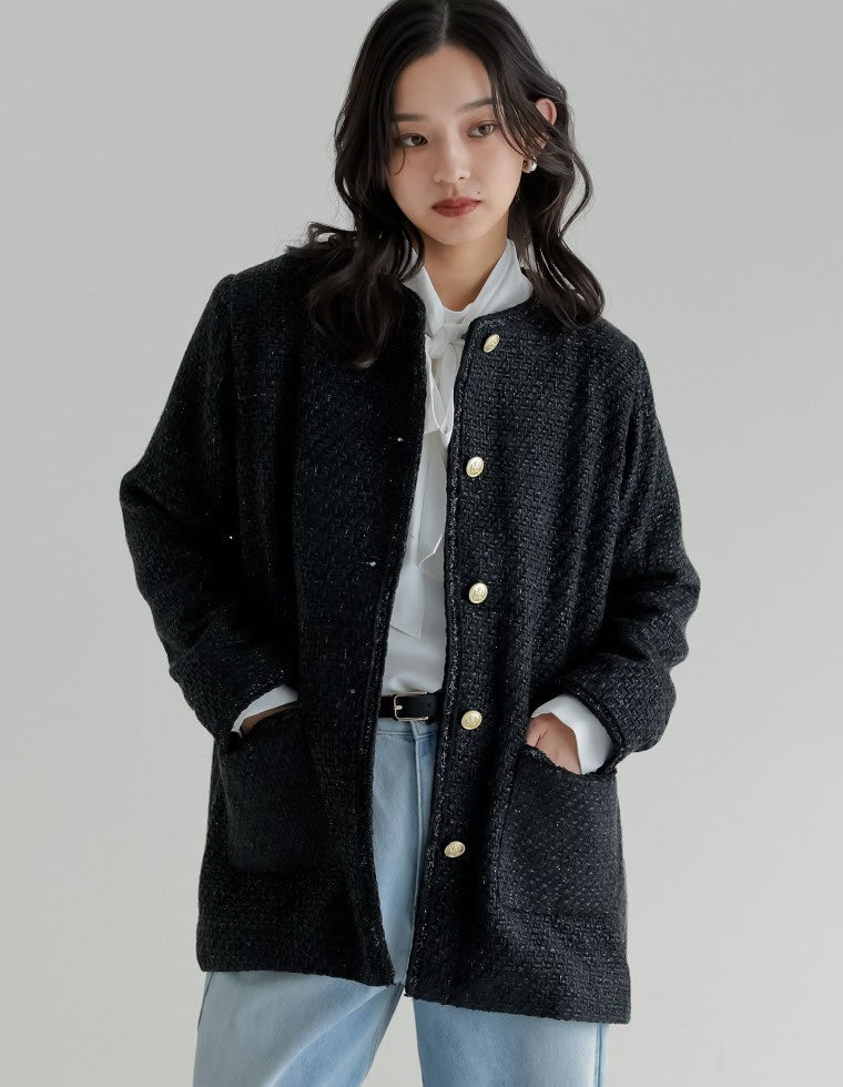 オーバーサイズ金ボタンツイードジャケット - ジャケット/アウター通販