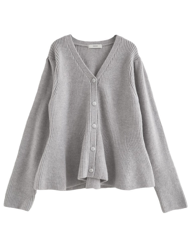 畦編みペプラムラメニットカーディガン - トップス通販 | 人気