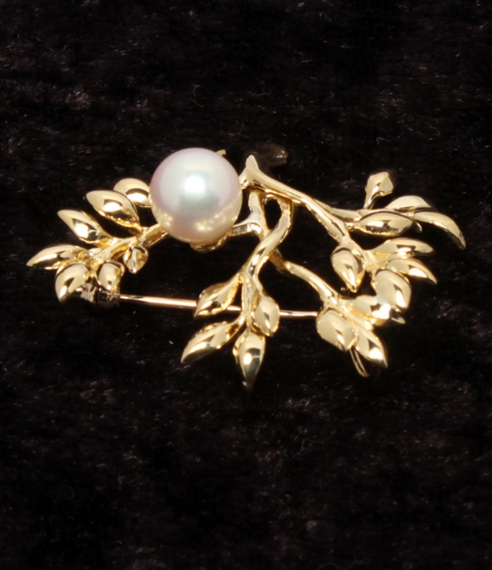 ブローチ ペンダントトップ K18 パール 6.9mm フラワーモチーフ