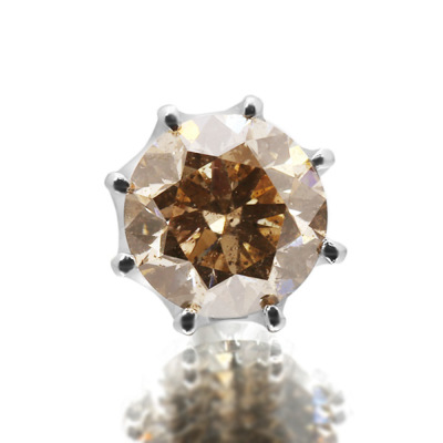 数量限定 即納 PT900 5.5mm 0.7ct ブラウンダイヤモンド 片耳 ピアス