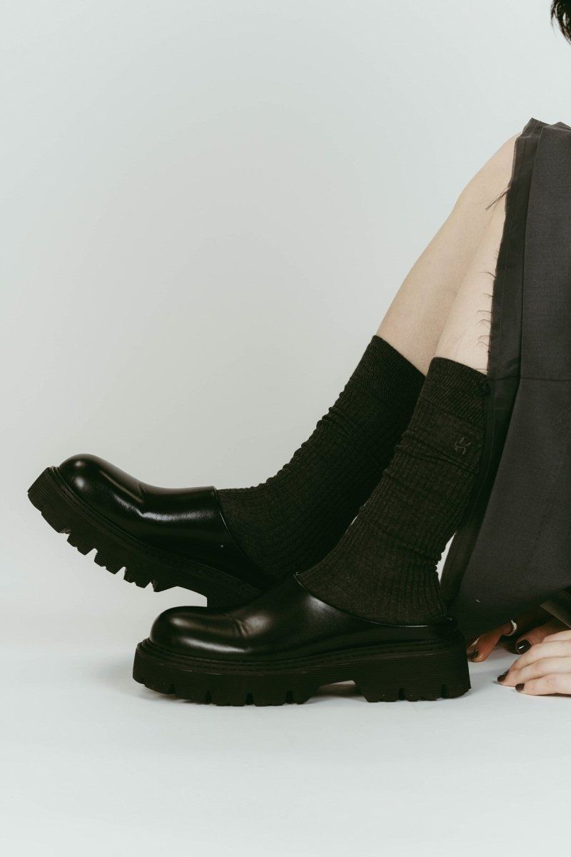 Knuth Marf - round toe sabot sandals (Black) / ラウンドトゥ サボ