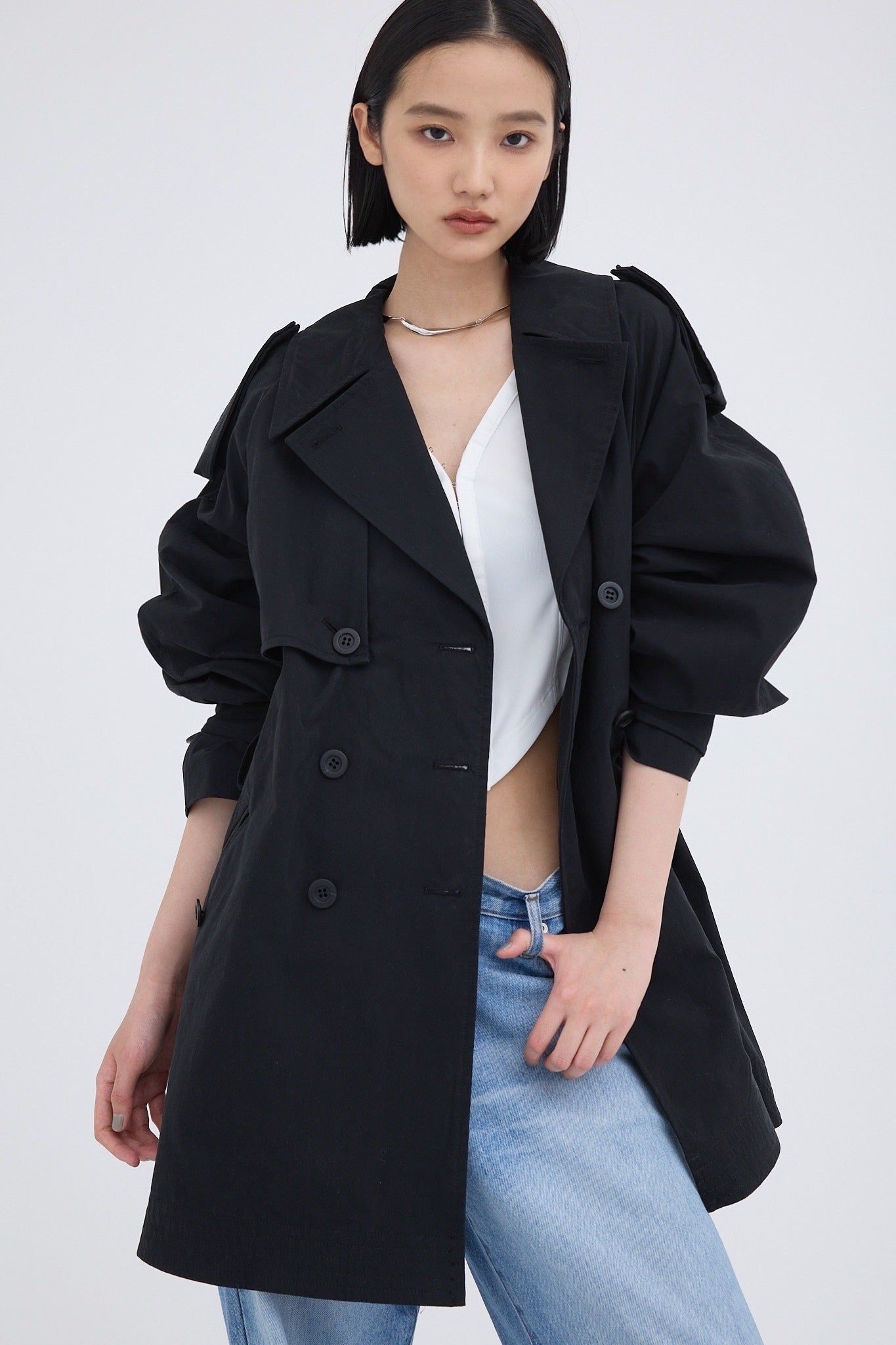 ESIÓ - Umbrella trench coat / アンブレラ トレンチコート (ブラック