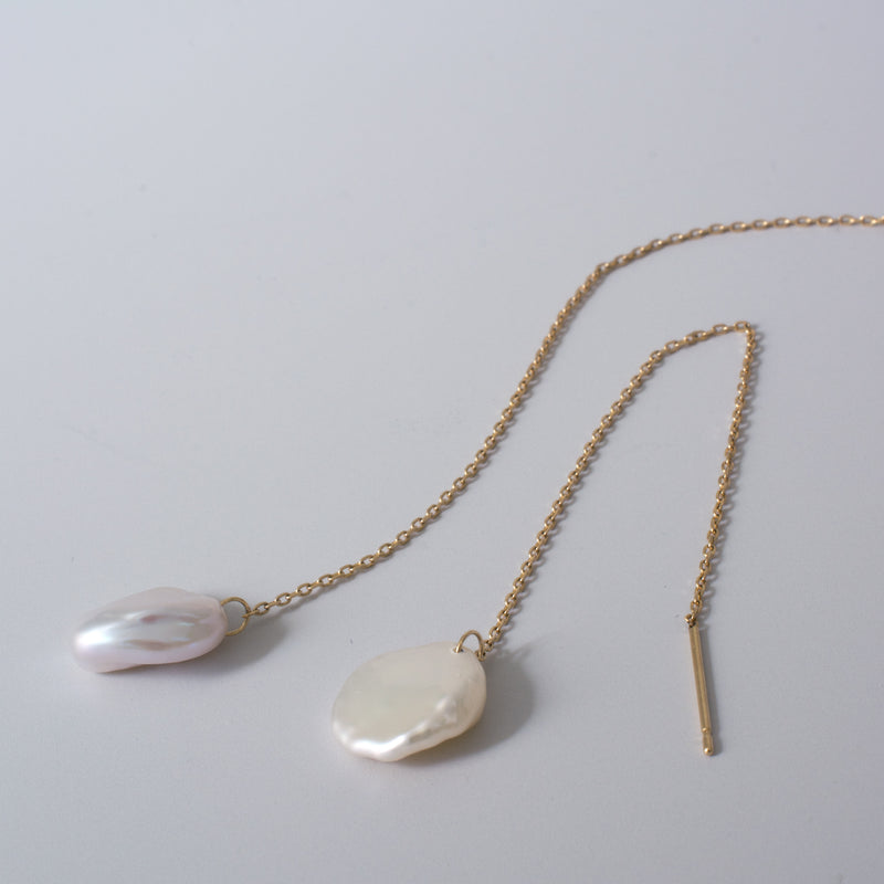 petal pearl chain earrings – shinkai jewelry