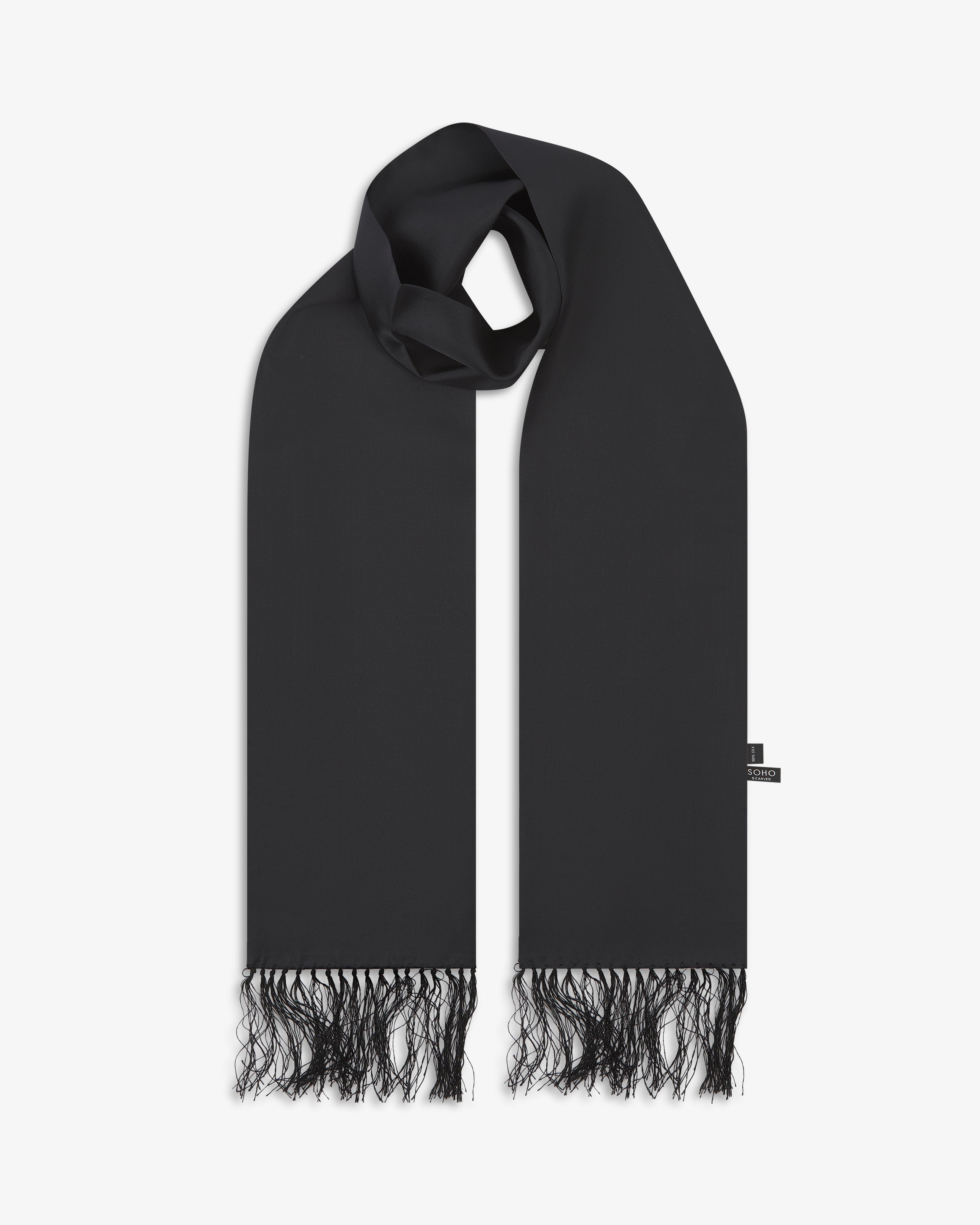 Men's Silk Aviator Scarf | Plain Black | The Air Black