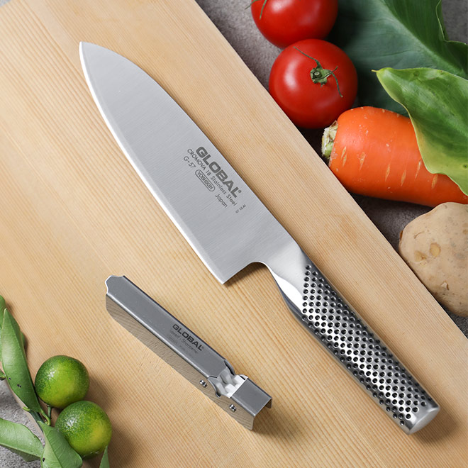無料ラッピング】【2大特典】包丁 グローバル GLOBAL 三徳16cm 2点