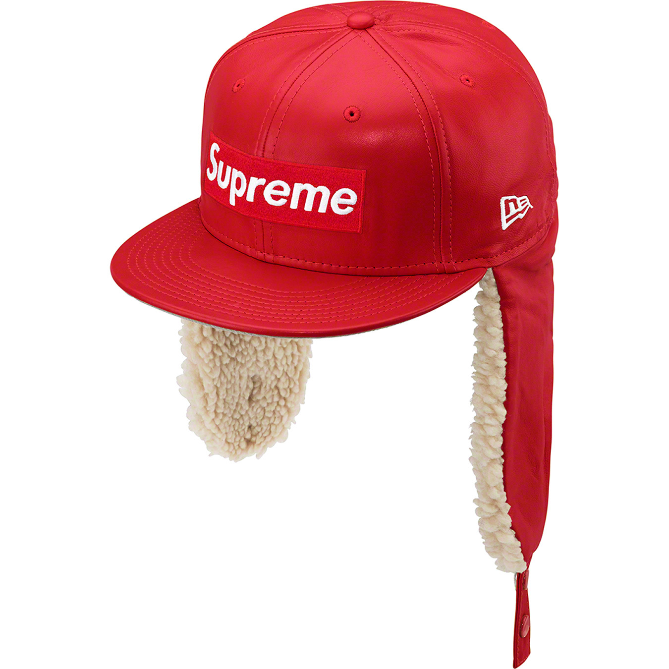 Leather Earflap Box Logo New Era® | Supreme 22fw