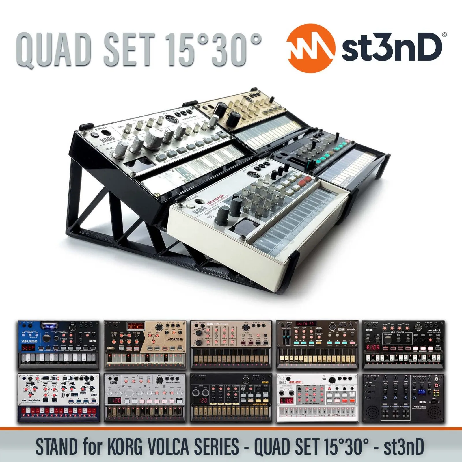 QUAD STAND SET for KORG VOLCA SERIES (15° and 30°) - Synth Stand +