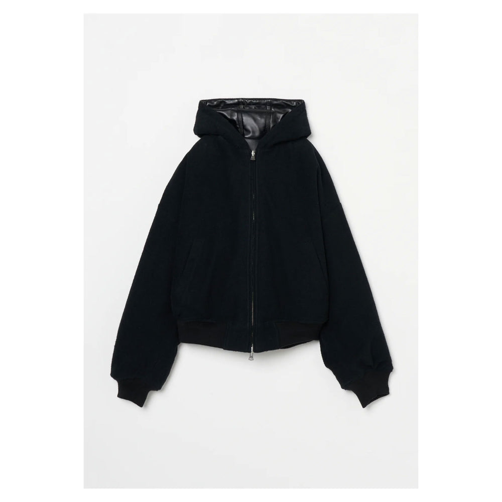 Leather Zip Up Hoodie-BLACK- – OBLIGE