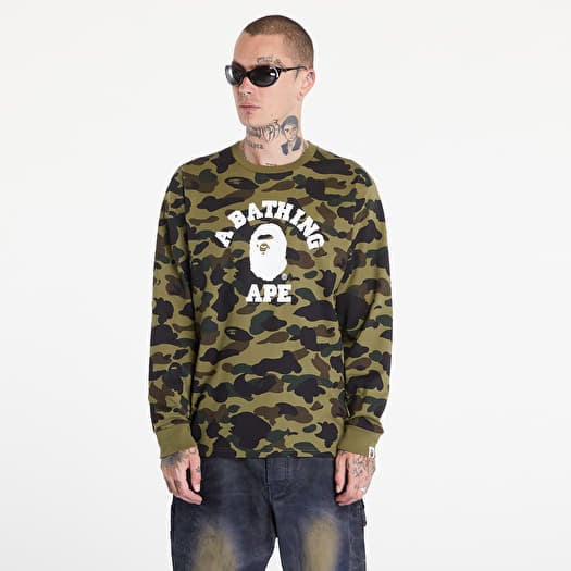 T-shirts A BATHING APE 1St Camo College Long Sleeve Tee Green