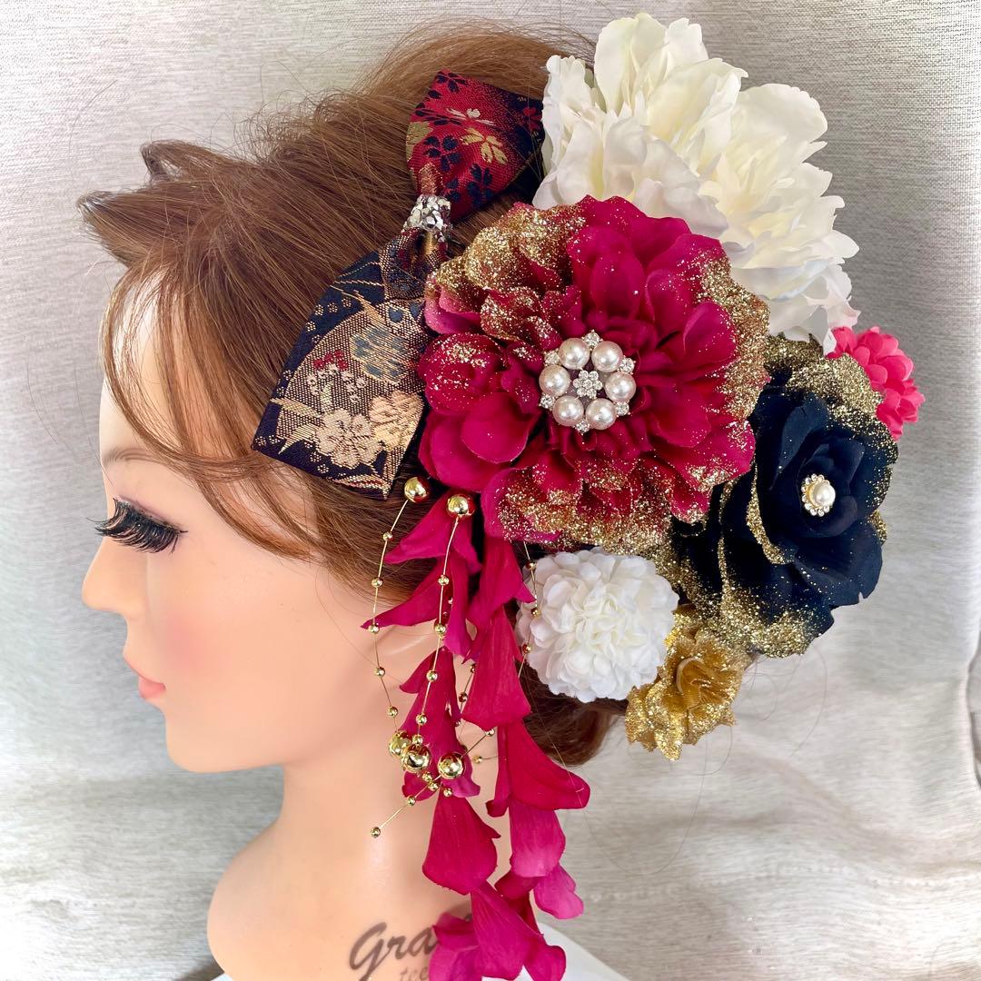 ピンク　和装髪飾り　振袖髪飾り　成人式髪飾り　色打掛髪飾り　結婚式髪飾り 送料無料 ピンク&パープル 和装 振袖 髪飾り 成人式 卒業式 結婚式