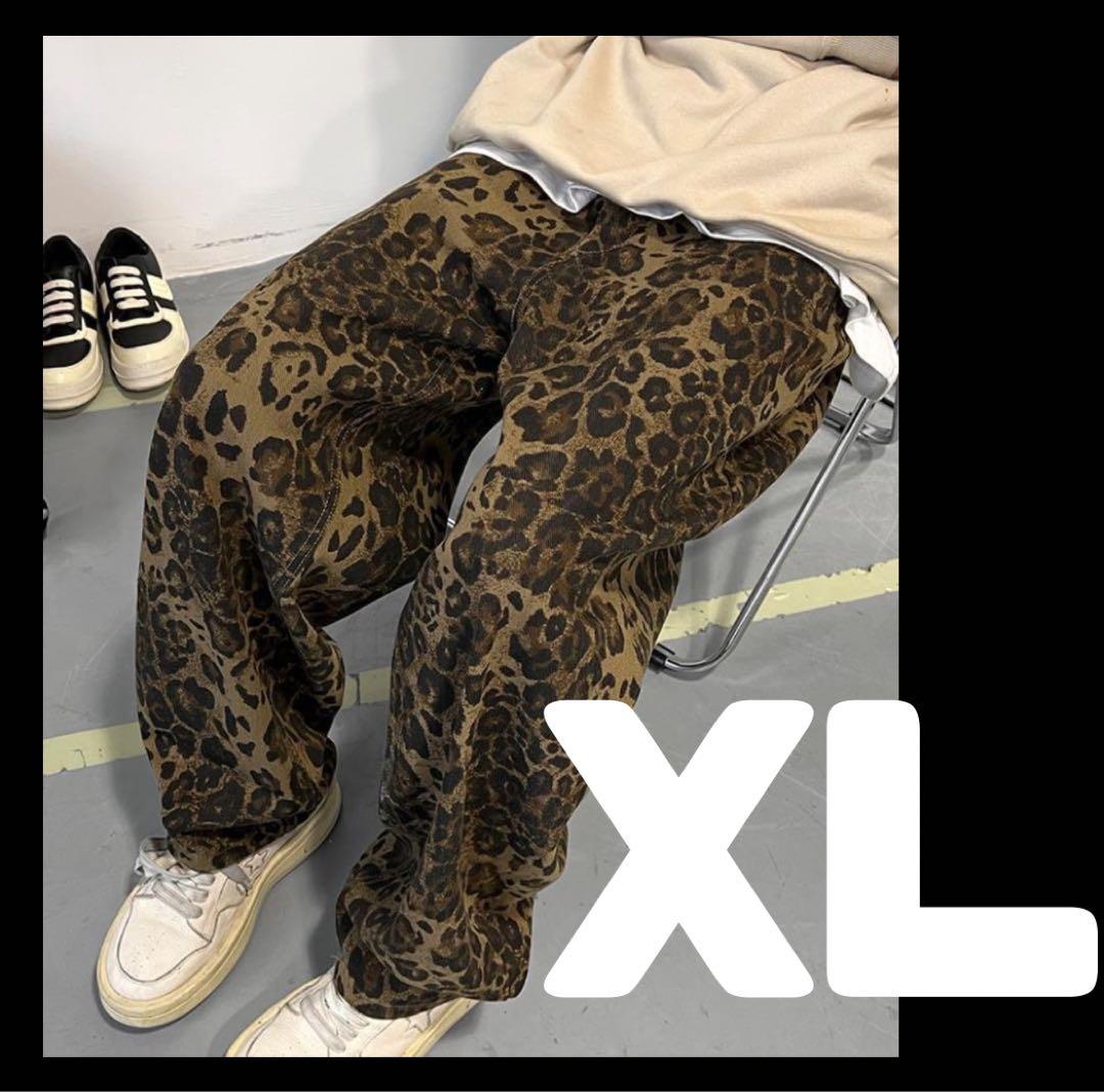 X L パンツ デニム ヒョウ柄 レオパードストリート バギー グランジ