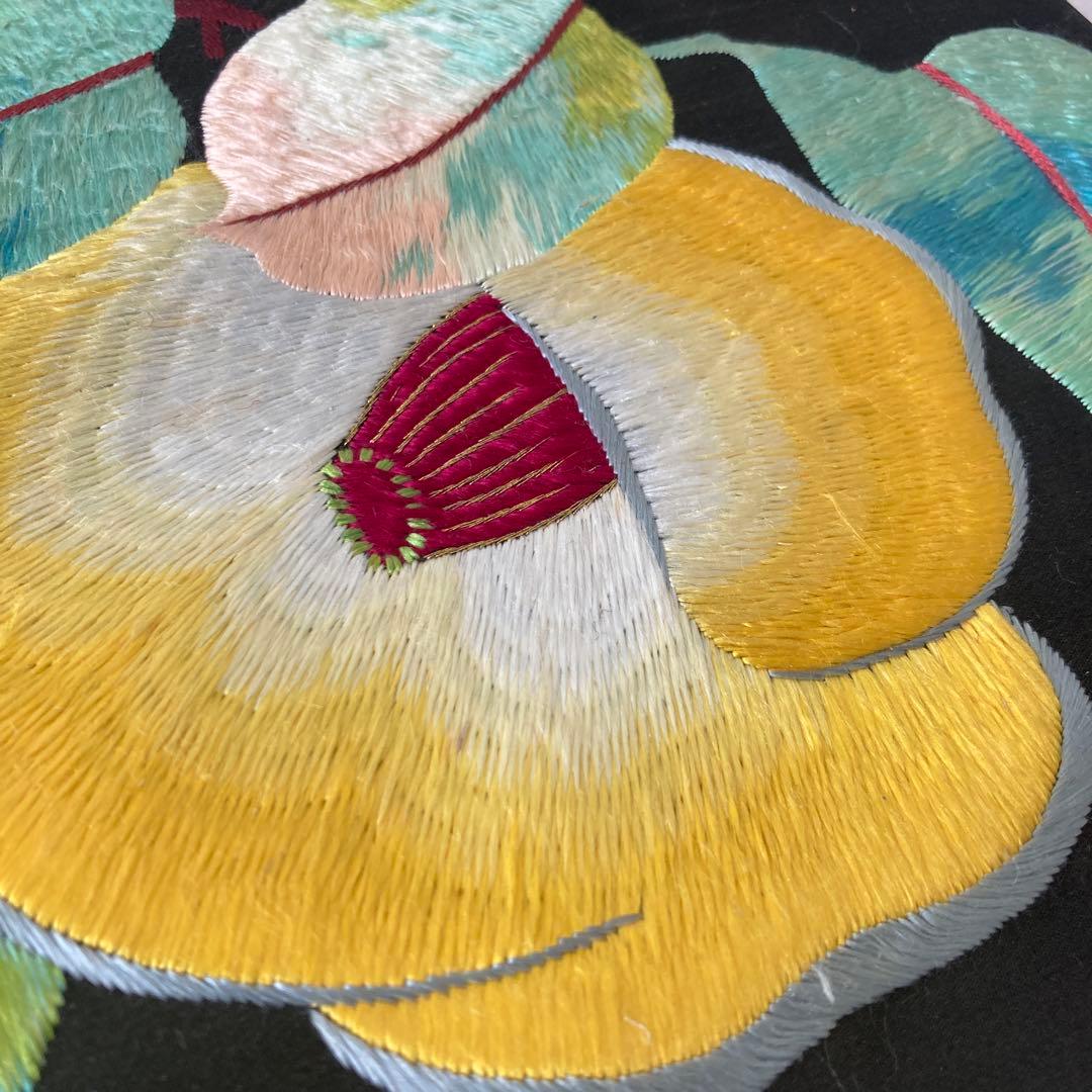 ニコニコ^ ^様専用 アンティーク名古屋帯 椿の刺繍 上質 大正ロNo.7-28